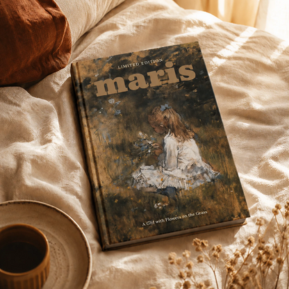 Maris — Ein Mädchen mit Blumen auf dem Gras